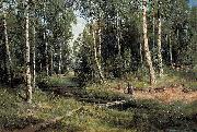 Ivan Shishkin Bach im Birkenwald oil on canvas